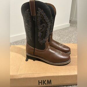 Men’s Western Cowboy Boots Brown and Black Size 10.5